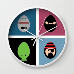 robot-ninja-cthulhu-pirate-wall-clocks